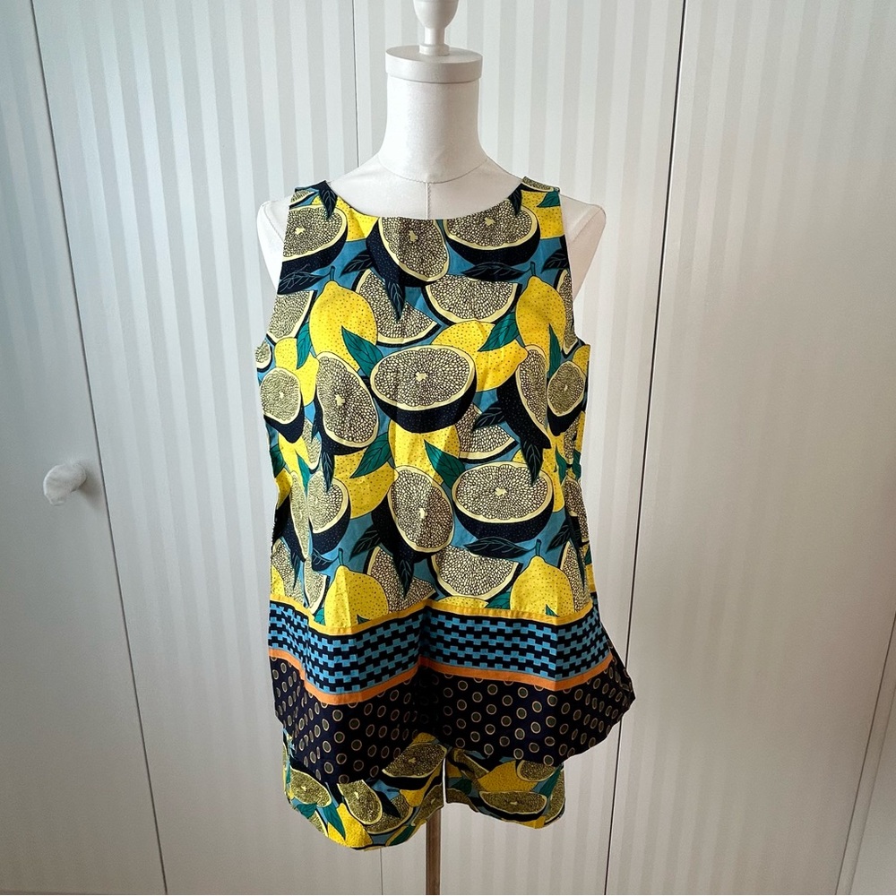 NWT Ann Taylor yellow black blue lemons shorts and top set Size Small/4